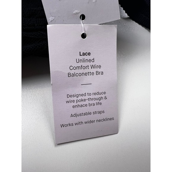 Target Lace Comfort Wire Balconette Bra Black 44D‎ Unlined Full Coverage NWT - Picture 10 of 10